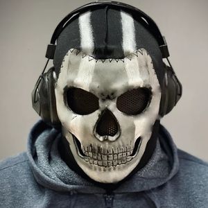 Máscaras de festa máscara fantasma mwii cod cosplay airsoft tático fantasma ator máscara de tecido de látex para adulto 230826