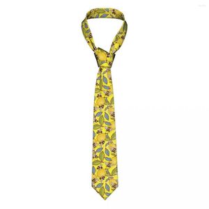 Bow Ties Yellow Lemon and Bee Garden Slyckor Män Silk Polyester 8 cm bred nacke för Daily Wear Cravat Gift