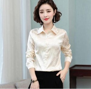 Nya kvinnors blusar skjortor Luxury Ggity Letter Tryckt Silkedesigner Mönster Skjortor Fashion Office Shirt Topps