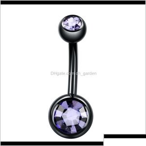 Navel Bell Button Rings Drop Delivery 2021 Black Stainless Steel Belly Crystal Rhinestone Body Piercing Bars Jewlery For Womens Bi Dh0Xj