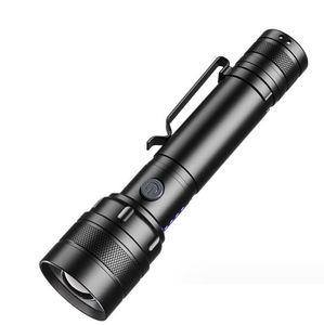 High Power Rechargeable LED Flashlight XML T6 Telescopic Zoom Torch Portable Tactical Flashlights with pen clip for Hunting Camping