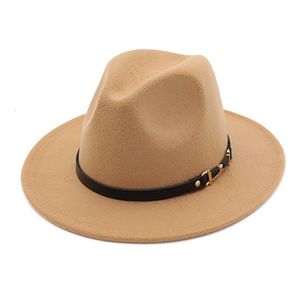 Wide Brim Hats Bucket Winter Fashion Wool Fedora Hat For Women Chapeau Black Men simple Autumn Female caps Top Jazz Cap 230825