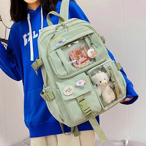 Sacos escolares bonitos mulheres mochilas à prova d 'água multi bolso mochila de nylon para estudante feminino meninas kawaii laptop book pack mochilas 230826