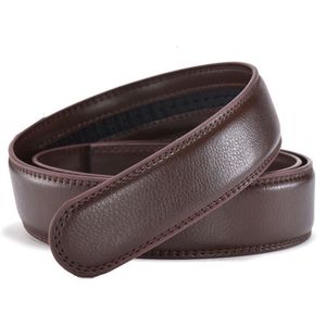 Cinture a catena in vita da uomo di lusso senza fibbia in pelle PU per cinturino automatico lungo nero marrone maschio jeans di alta qualità cintura 35 cm 230825