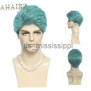 合成ウィッグ男性のための合成短い巻き巻きウィッグ男の子草blue blue hair hair hait耐火パーティーアニメ毎日のコスプレwig x0826