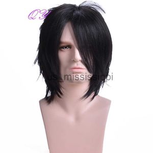 Synthetic Wigs Synthetic Short Men Wig Natural Black Straight Hair Wigs for Man High Quality New Fashion Style Cosplay Breathable Men's Hair x0826