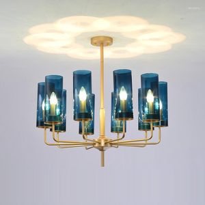 Lampadari Nordic LED Lampadario in vetro di lusso Blu/Ambra Lampada a sospensione moderna Sospensione Soggiorno Sala da pranzo Camera da letto Apparecchi di illuminazione a sospensione