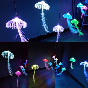 Juldekorationer Memeokon 10st 12V Fiber Optic Jellyfish String Chandeliers Outdoor Christmas Garland Party Garden Tree Lights 230825