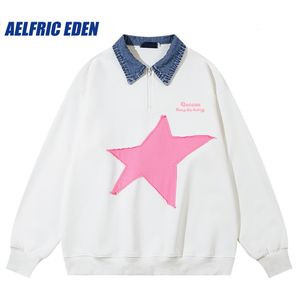 Mens Hoodies Moletons Aelfric Eden Irregular Star Applique Moletom Homens Y2K Moda Retro Harajuku Casual Hip Hop Solto Algodão Streetwear Hoodie Top 230825