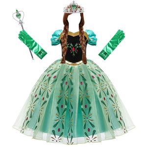 Girl's Dresses Anna Dresses Children Princess Dress Girl Cosplay Costume Kids Summer Clothes Halloween Birthday Carnival Robe Party Disguise 230825