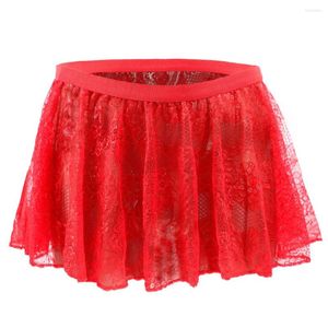 Mutande da uomo Sissy sexy intimo vita bassa pizzo ampia gonna ad angolo piatto boxer 1127