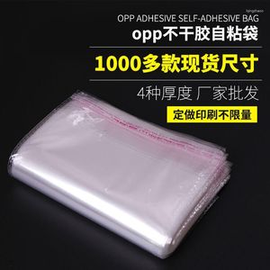 Storage Bags OppBag Transparent Clothing Clothes Food Mask Self-Sealing Plastic Packaging Bag Self-Adhesive Sticker Closure Bags30 40