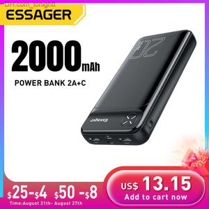 Essager Power Bank 20000MAH USB typ C PD 20W Szybka ładowarka przenośna dla iPhone'a Przenośna zewnętrzna ładowarka akumulatorowa Q230826