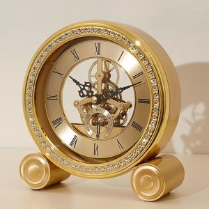 Table Clocks Nordic Luxury Creative Living Room Desktop Modern Bedside Small Ev Saati Office Desk Decoration QF50TC