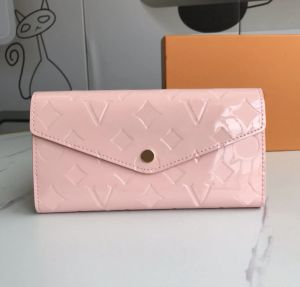 Portafogli stilista portamonete di lusso portamonete uomo donna portafoglio in pelle verniciata fiore in rilievo lettera portacarte lungo portamonete sottile pochette b