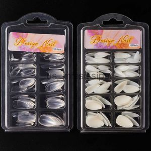 False Nails 100pcs Natural Clear False Nails Water Drop Shape Fake Full Sticker Nails Transparent Seamless Full Coverage Press On False Nail x0826