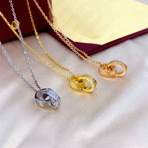 Двойное кольцо ожерелье для женщин титановая стальная стальная цепь алмаза подарок на День святого Валентина