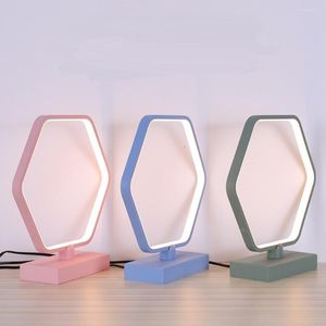 테이블 램프 램프 침실 어린이 간단한 가벼운 조명 현대 창조적 인 북유럽 조명 거실 LED 육각 에지 데스크 LU8211806