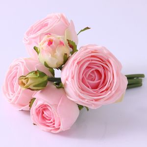 6 Köpfe/Bündel, feuchtigkeitsspendende Rosen, fühlen sich echt an, künstliche Blumen, Rosen, Brautstrauß, Hochzeit, Blumen, Party, Tisch, Heimdekoration, Blumenstrauß