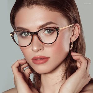 Solglasögon anti Blue Light Women Cat Eye Eyeglass Frame Brand Designer Eyewear Frames Clear Glasses Gaming Computer