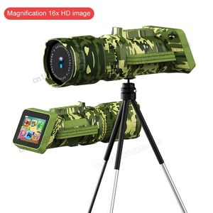 Câmeras à prova de intempéries 16X Zoom 1080 HD Telescópio monocular com tripé handhel para caça ao ar livre camping turismo crianças câmera digital actio 230825