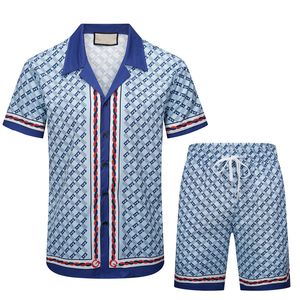 サマーファッションメンズトラックスーツハワイビーチパンツセットデザイナーシャツ印刷レジャーシャツmanスリムボードフィットショートスリーブショートビーチM-3XL YY24
