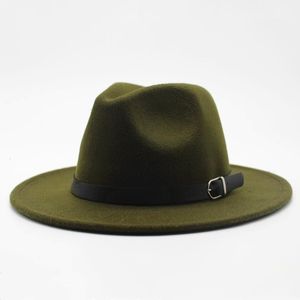 Ampla borda chapéus balde marca ozyc inverno outono imitação de lã mulheres homens senhoras fedoras top jazz chapéu europeu americano redondo bonés bowler 230825