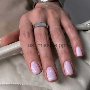 False Nails 24st Simple French False False Nails Solid Color Square Head Fake Nails Short Press On Nails Natural Löstagbara Full Cover Nail Tips X0826