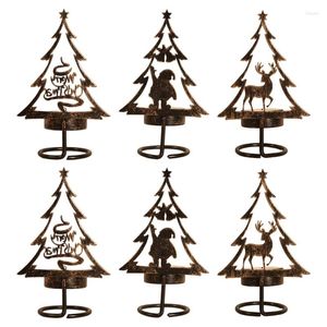 Portacandele Festivo portacandele in ferro natalizio Set di 6 alberi con motivo unico a goccia