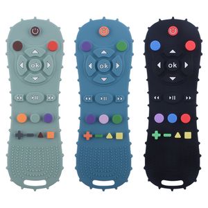 Tänder leksaker 1 st baby teether TV fjärrkontroll form silikon för gnagare gummi smärta tänder leksak barn sensorisk utbildning 230825