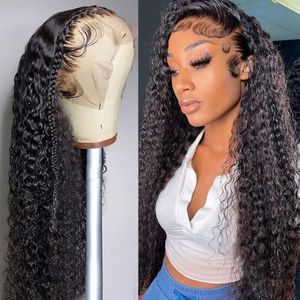 13x6 Deep Wave Front for Black Women Glueless Brazilian Virgin Lace Frontal Wigs Human Pre Plucked with Baby Hair