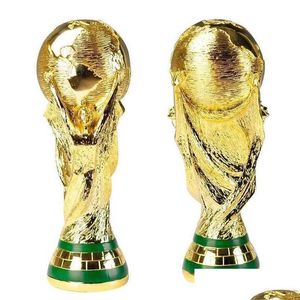 Andere Hausgartenkunst und Kunsthandwerk Europäische goldene Harz-Fußball-Trophäe Geschenk Weltfußball-Trophäen Maskottchen Bürodekoration Drop Deliv DH9BZ