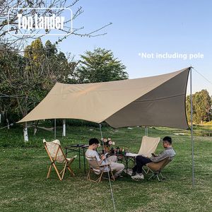 Tents and Shelters 4 5X4 5m Sliver Coating Tarp Waterproof Outdoor Camping Hexagonal Butterfly Canopy Tourist Sunshade Beach Sun Shade Awning Tent 230826