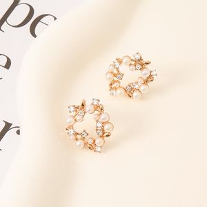 Plated 925 Silver Luxury Brand Designers Letters Stud Geometric Famous Women Round Crystal Rhinestone Earring Wedding perty Jewerlry Circular Diamond ER0117-1