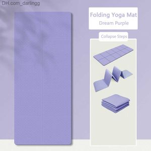 Składana fitness Mat Mat TPE Yoga Meditation Pad przeciwpoślizgowa oddychająca gimnastyka mata amortyzowanie szokujące do domowej siłowni Office Q230826