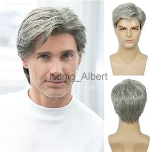 Sentetik peruklar erkek peruklar kısa koyu kahverengi gümüş gri kahverengi sarışın tam peruk sentetik ısıya dayanıklı doğal cosplay saç peruk x0826