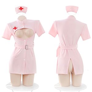 Pigiama sexy Dolce Infermiera Abito Sensuale Lingerie Donna Cintura stretta Borsa Gonna anca Costumi Sorella reale Cosplay Uniforme ospedaliera Tentazione 230825