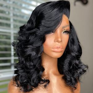 Short Bob Wig Body Wave Lace Front Humn Hair Wigs for Black Women Brazilian Pre Plucked 13x4 Transparent Lace Frontal T Part Wig