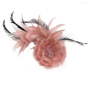 Brooches High Quality Headdress With Feathers Feather Flower Brooch Fashion And Clip Pin Hairclip For Women