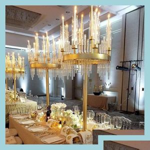 Outras decorações de casamento de jardim doméstico 9 cabeças decoração de metal castiçal candelabros suporte de mesa de festa de noivado peças centrais Flowe Dhyan