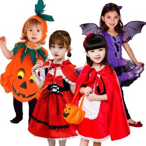 Cosplay halloween kostym för barn flickor röd huva fancy klänning barn karneval party cape klänningar med vingkläder 12t 230825