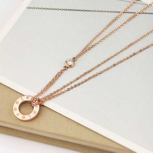 Designer charm Rose Gold Double Layer DisCarter Diamond Digital Titanium Steel Clavicle Necklace Carter Chain Set Simple and Elegant Woman