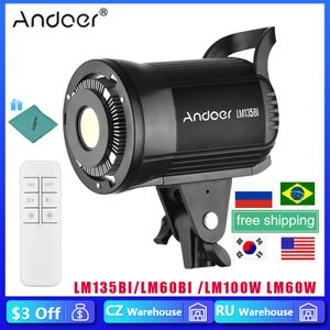 Outros acessórios de flash RU Andoer LM135Bi LED Fill Light 135W Studio Video 3000 5600K Bowens Mount Gravação de controle remoto contínuo 230825