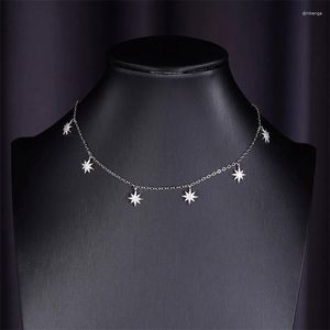 Ceza Klasik Gümüş Renkli Yıldız Kolyeleri Küçük David Yıldızlar Kısa Zincir Kolye Kolye Avrupa Takı Kadınlar için COLLIER ZK30