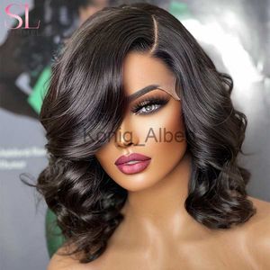 Synthetic Wigs Brazilian Body Wave Short Bob Wigs Loose Bouncy Curly Human Hair Wig Wavy Side Part Bob Wigs for Women Perruque Cheveux Humain x0826