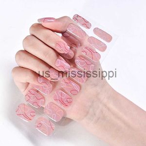 False Nails 24strips Semi Cured Gel Nail Stickers Set for UV Lamp Full Cover Solid Color Manicure Diy Semi Cured Gel Oil Film Patch X0826