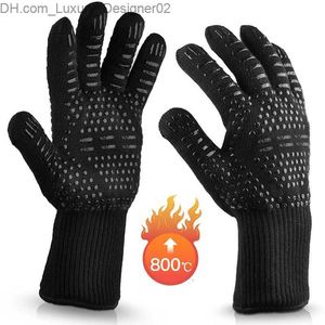 BBQ Gloves High Temperature Resistance Oven Mitts 500 800 Degrees Fireproof Barbecue Heat Insulation Microwave Oven Gloves Q230826