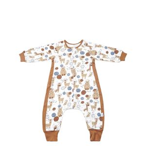 寝袋HappyFlute Childrens Clothing Born Products Leng Sleeve Hip Zipper Bamboo Coton