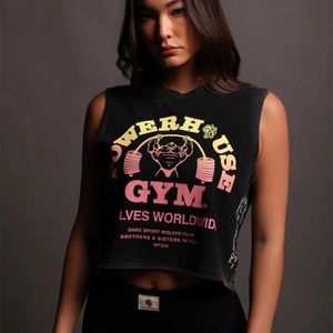 Darcsports Wolf Head Gradient Gevşek Spor Tank Top Kapak Günlük Fitness Wear Women Tshirt 993