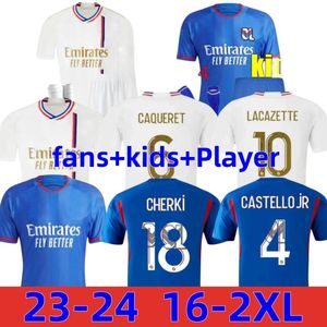 2023 2024 Maillot de Foot Lyonnais Soccer Jerseys Traore Caqueret Sarr Man Lyon Home Away Kids Kits 23 24 Tolisso Jeffinho Tagliafico Fans Player Football Shirts